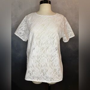 Fashion Forms White Lace Short Sleeve Top